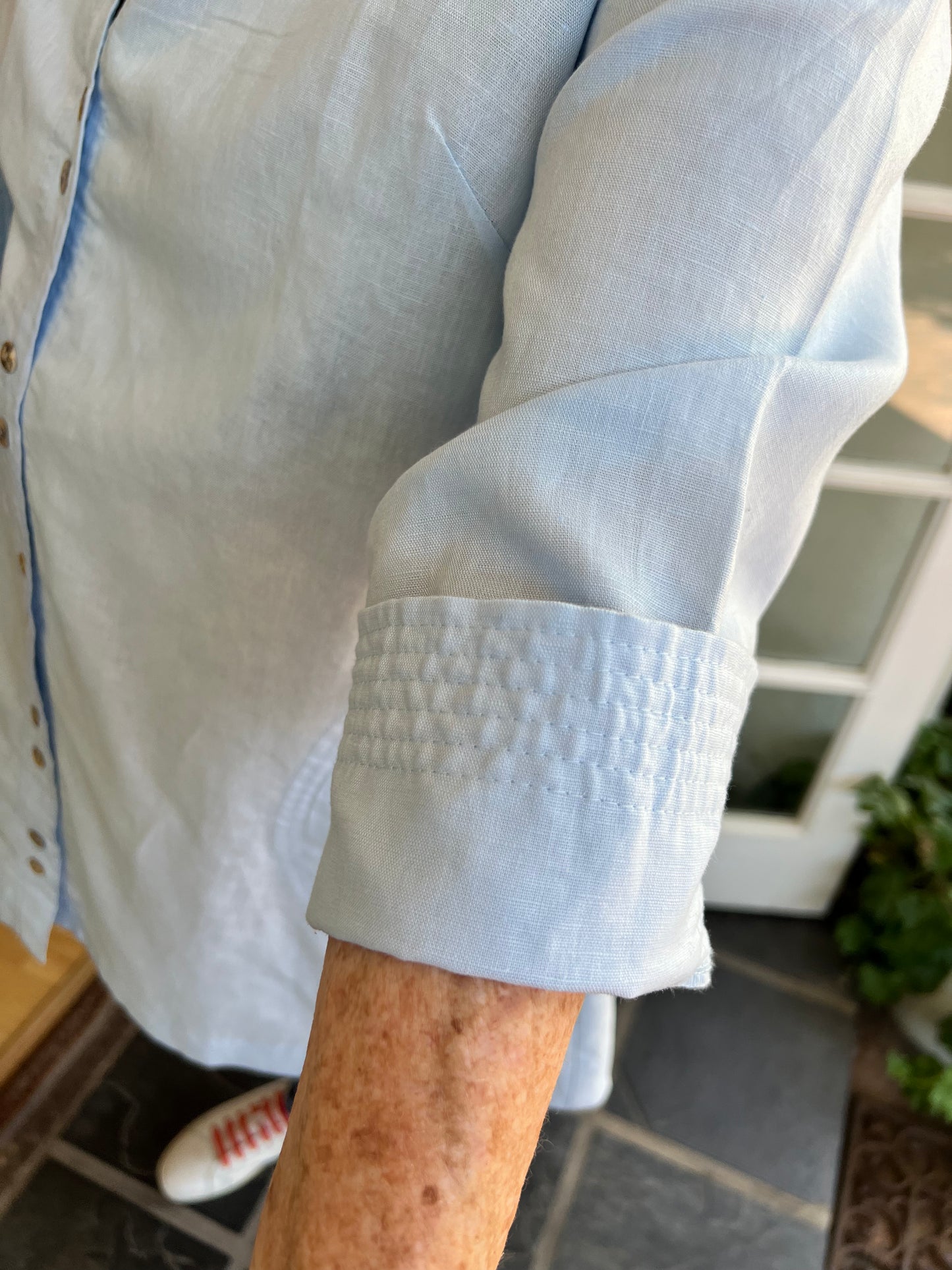 The Capri Blue Double Button Linen Shirt