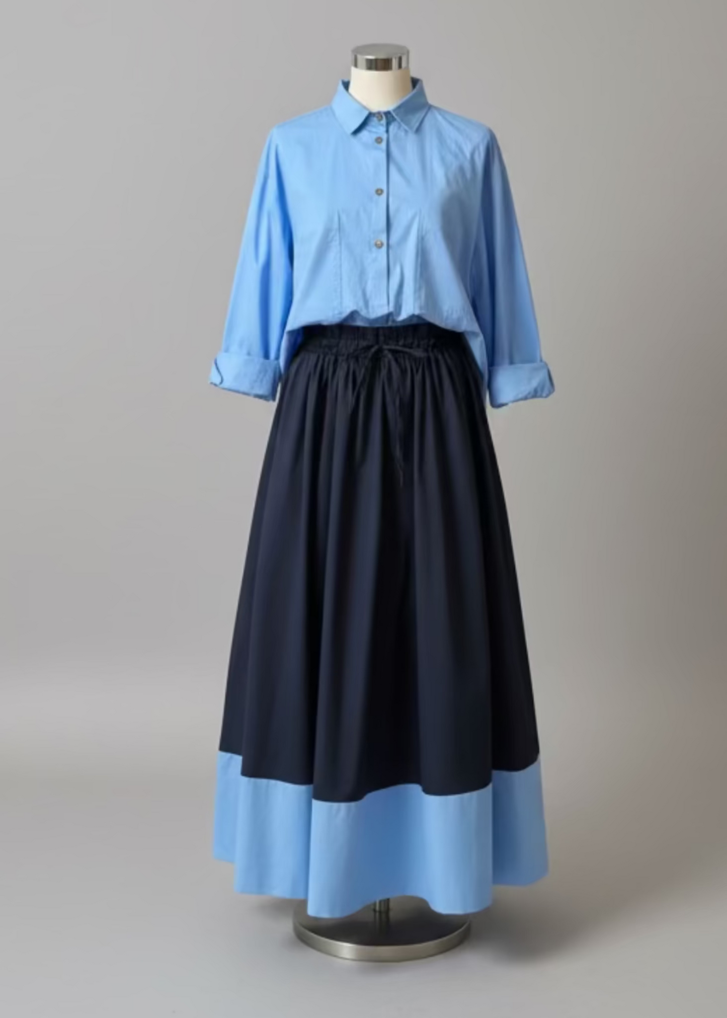 The Two-Tone Long Cotton Skirt