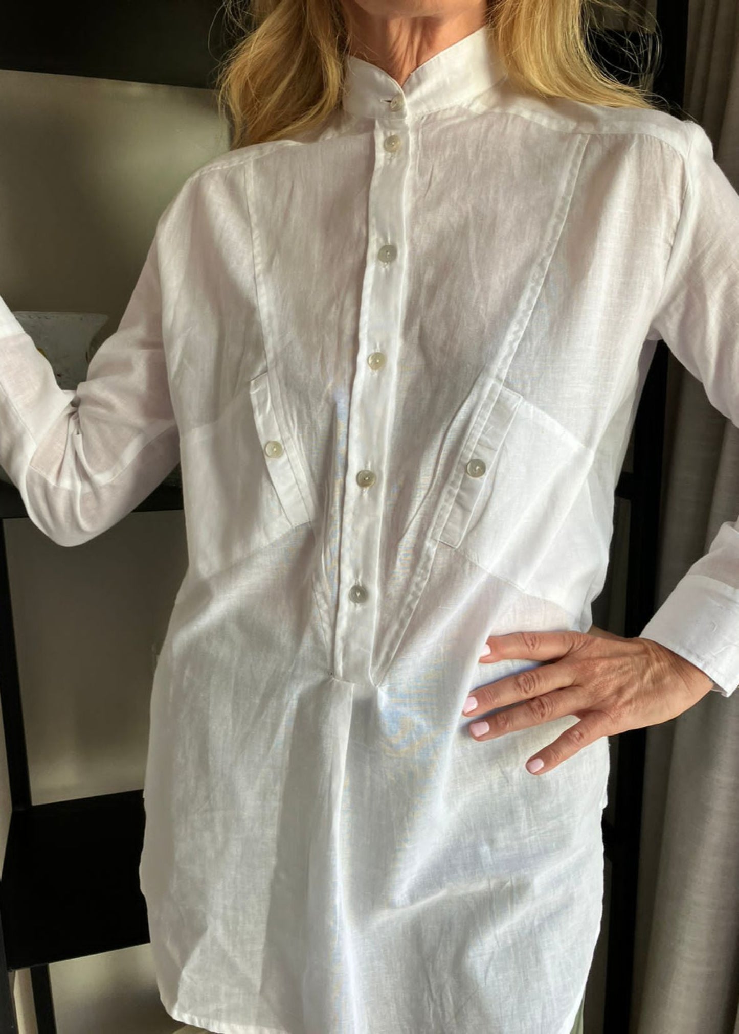 Crafted from delicate fine voile, this dreamy shirt feels softer than soft against your skin, making it perfect for sweltering summer days. The featherlight fabric drapes beautifully, allowing you to style it with ease - tuck just the front into jeans for a polished look, the back is curved and can be worn loose.