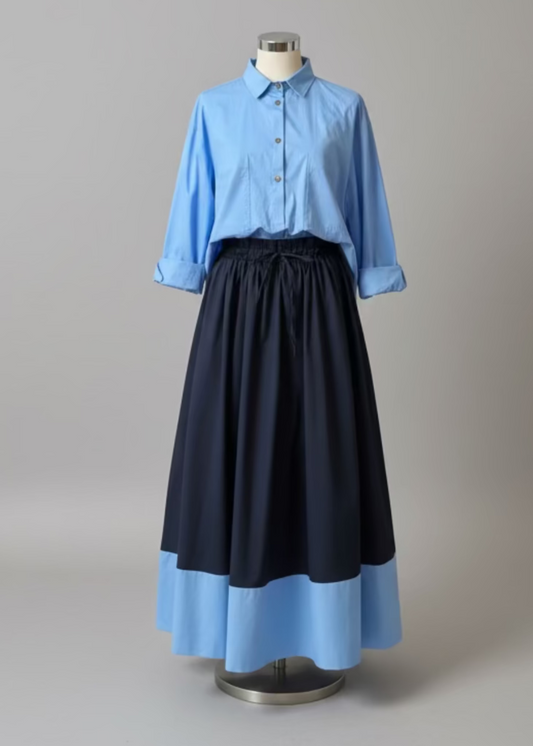 The Two-Tone Long Cotton Skirt