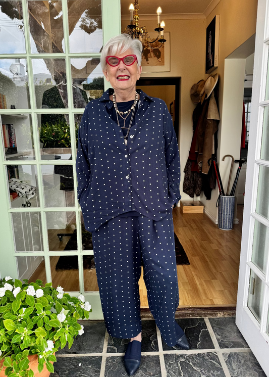 The Navy Spot Wide Leg Pants