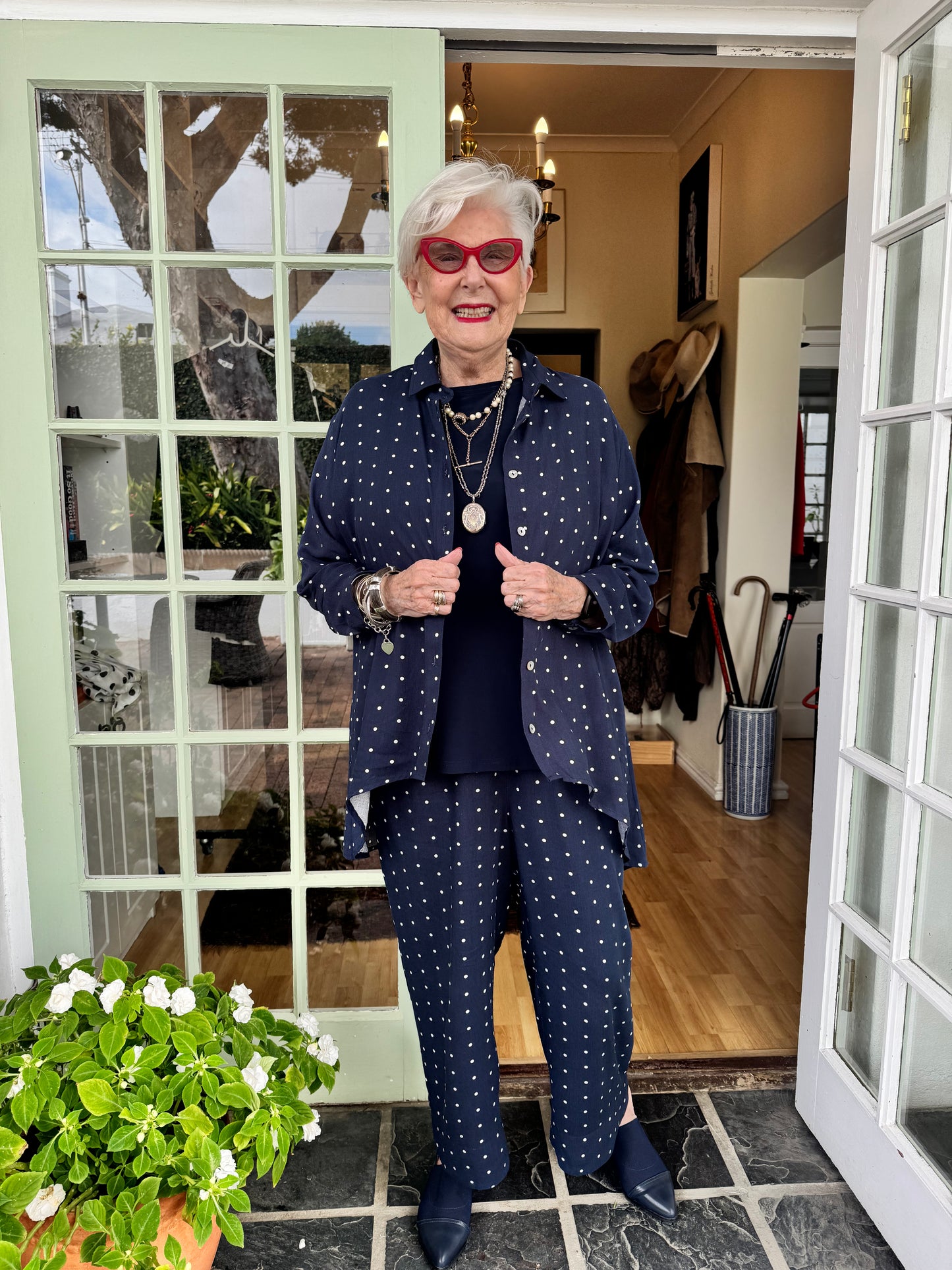 The Navy Spot Wide Leg Pants