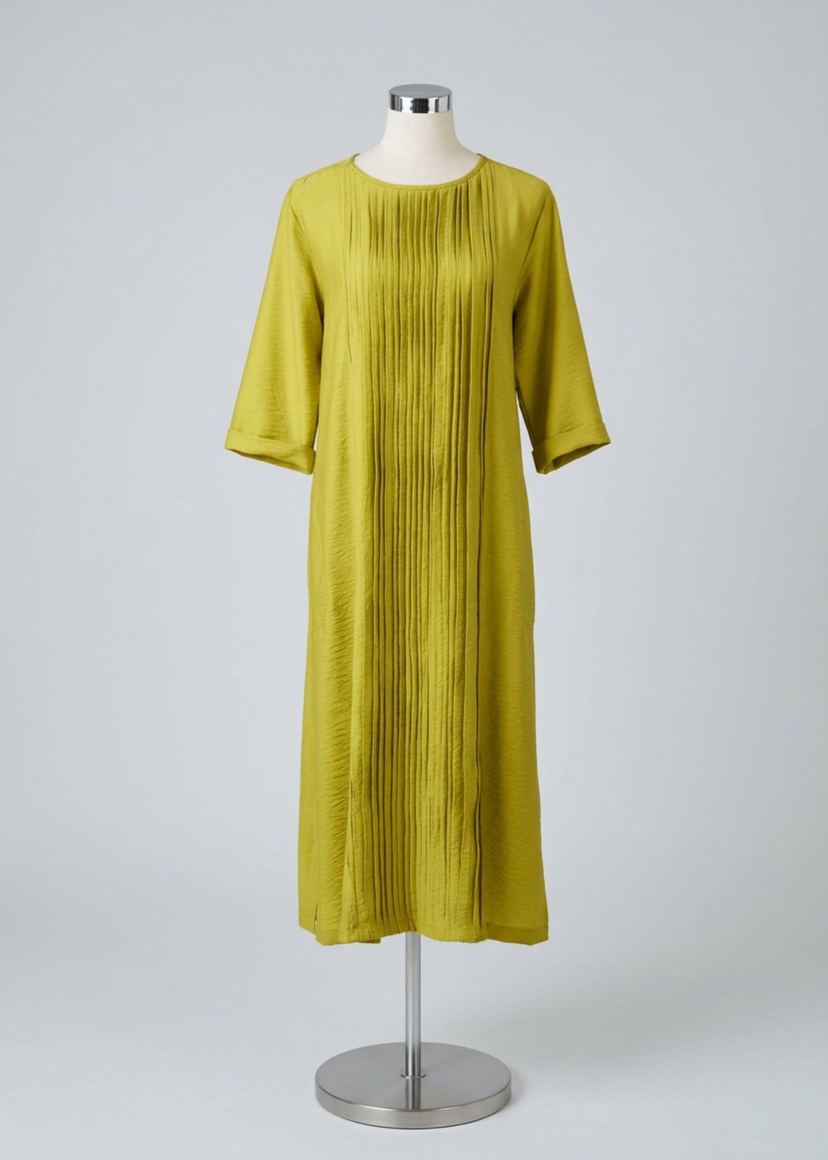 Centre Front Pleat Dress in Chartreuse - jennyleroux.com