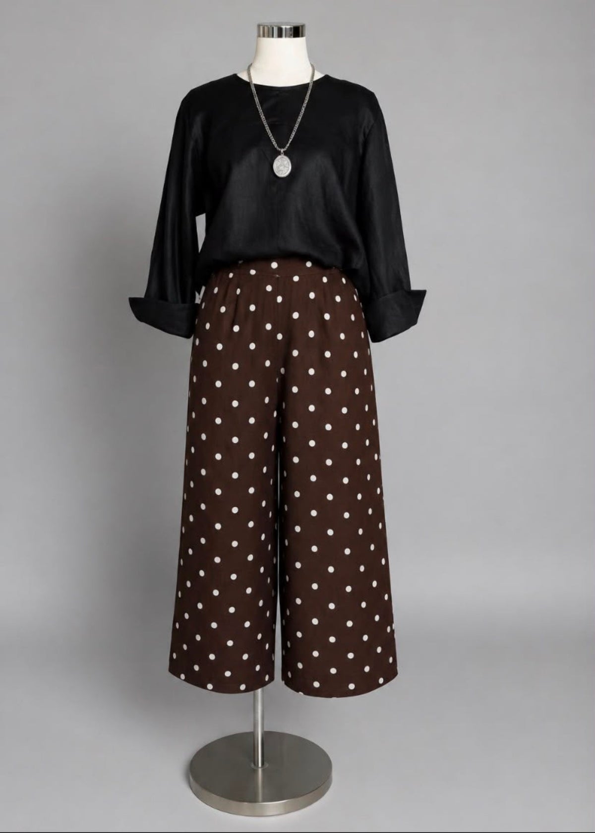 The Brown Dot Wide Leg Pants - jennyleroux.com