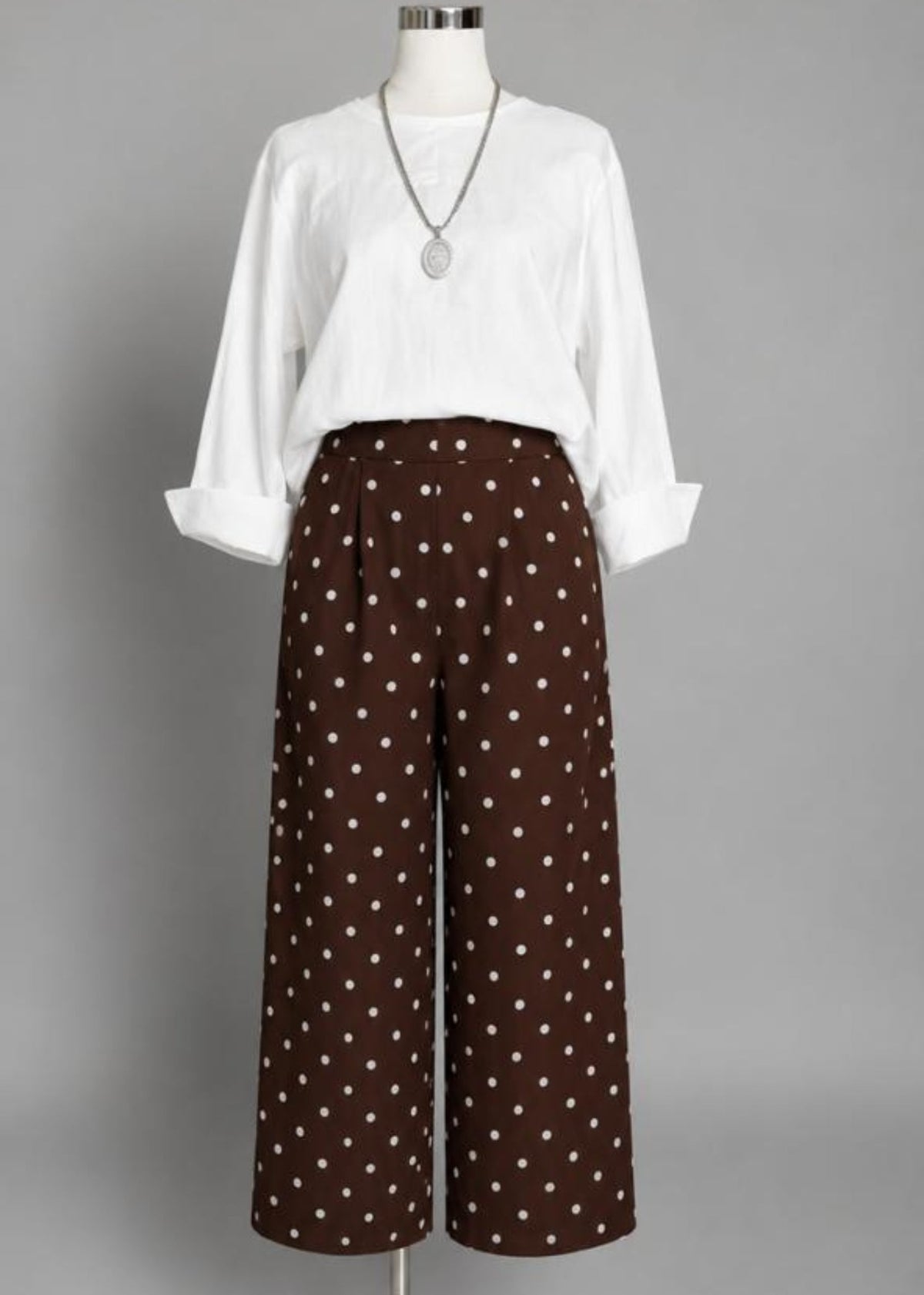 The Brown Dot Wide Leg Pants - jennyleroux.com