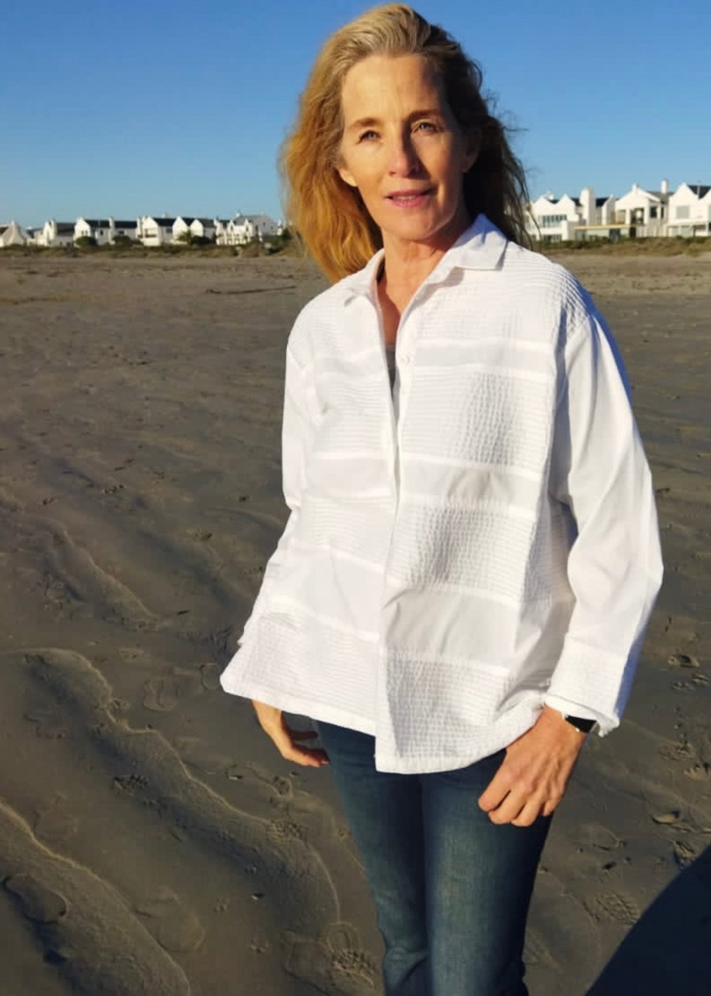 The Horizontal Pleat Shirt in White - jennyleroux.com