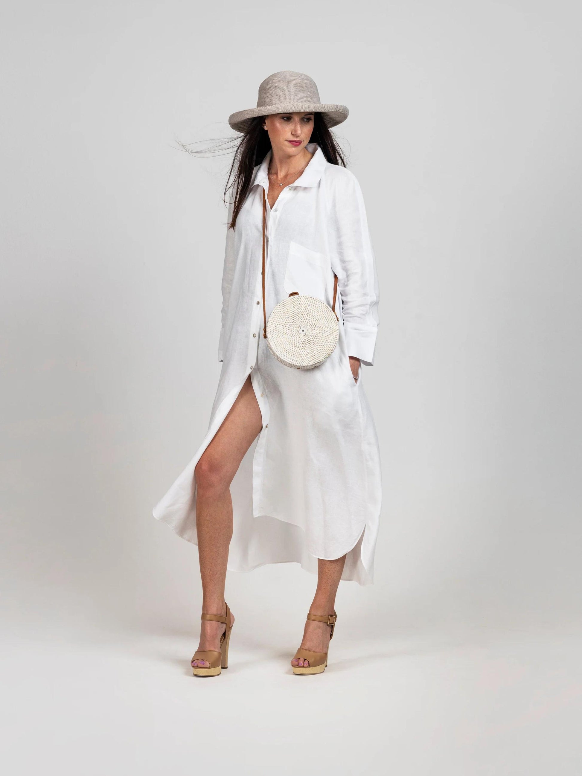 The Linen Shirt Dress in White - jennyleroux.com